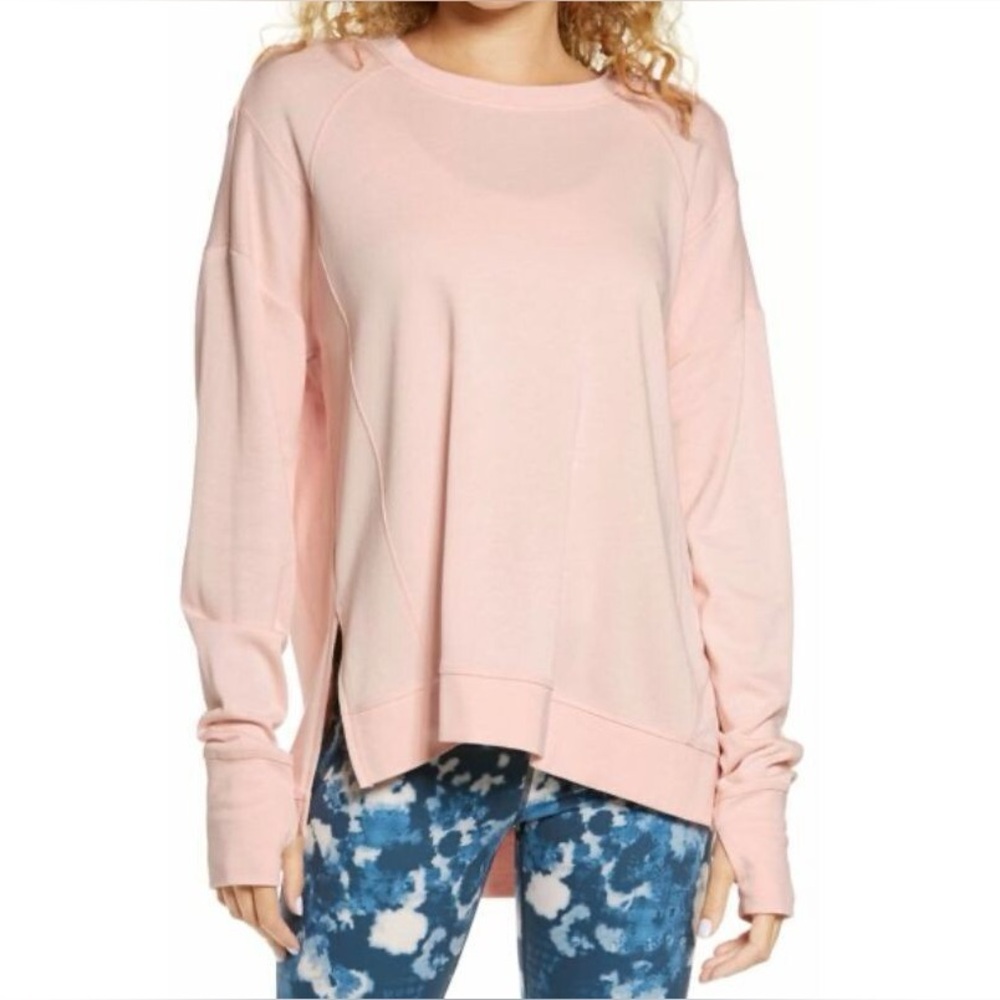 Sz L Sweaty Betty After Class lightweight Sweatshirt pale Pink Athleisure